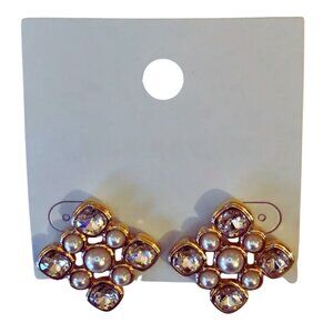 Pearlized & Crystal Statement Stud Earrings